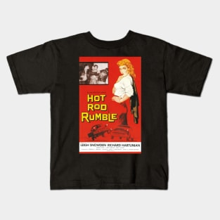 Vintage Drive-In Movie Poster - Hot Rod Rumble Kids T-Shirt